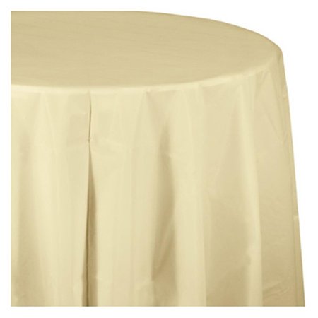 OMG 703264 82 in. Octy Round Plastic Table CoverIvory OM843642